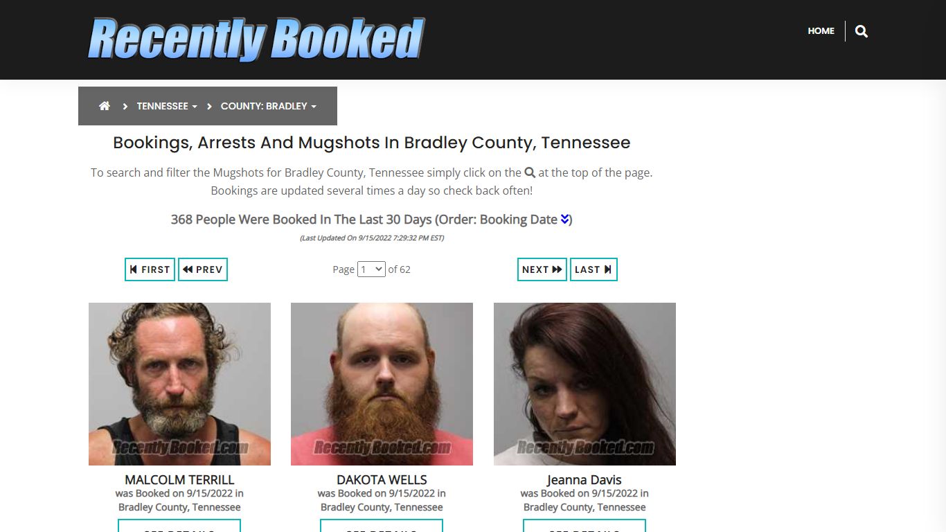 Bookings, Arrests and Mugshots in Bradley County, Tennessee